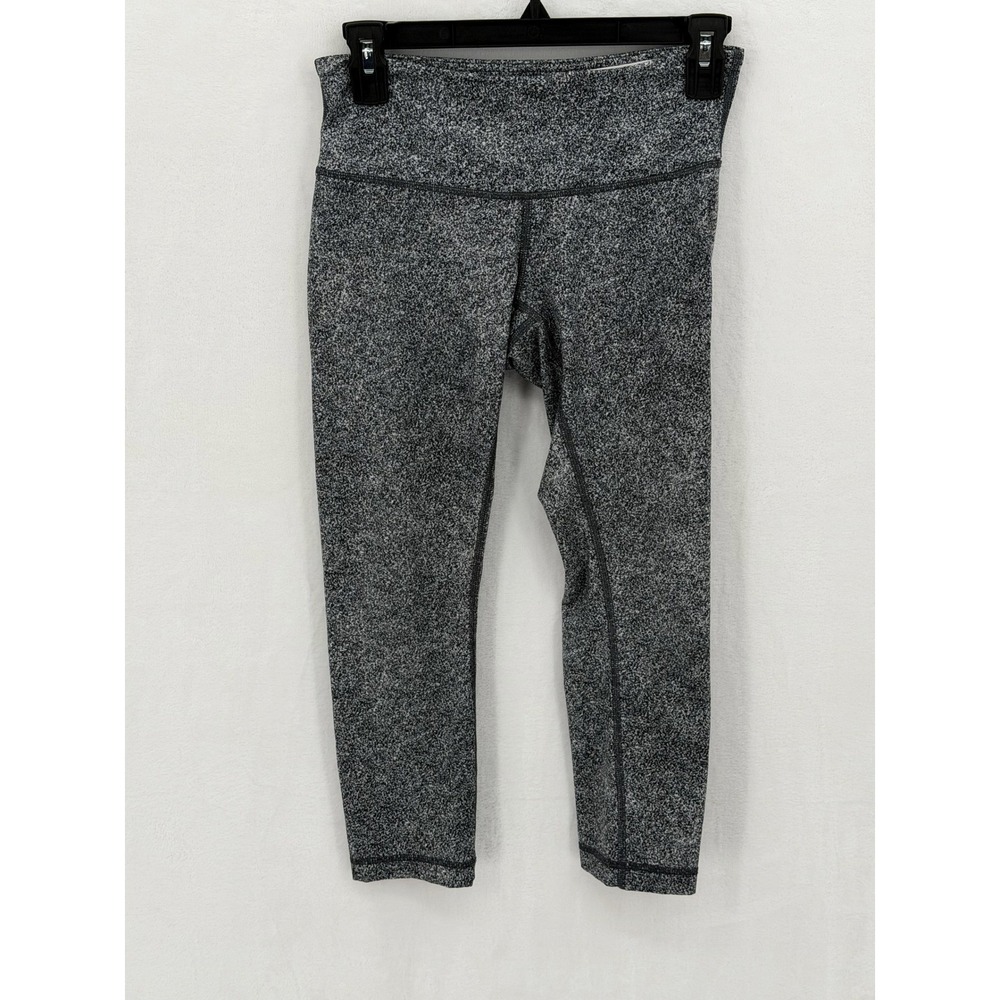 Lululemon Leggings Womens 4 Gray Black Wunder Under Crop Yoga Gym Workout Active